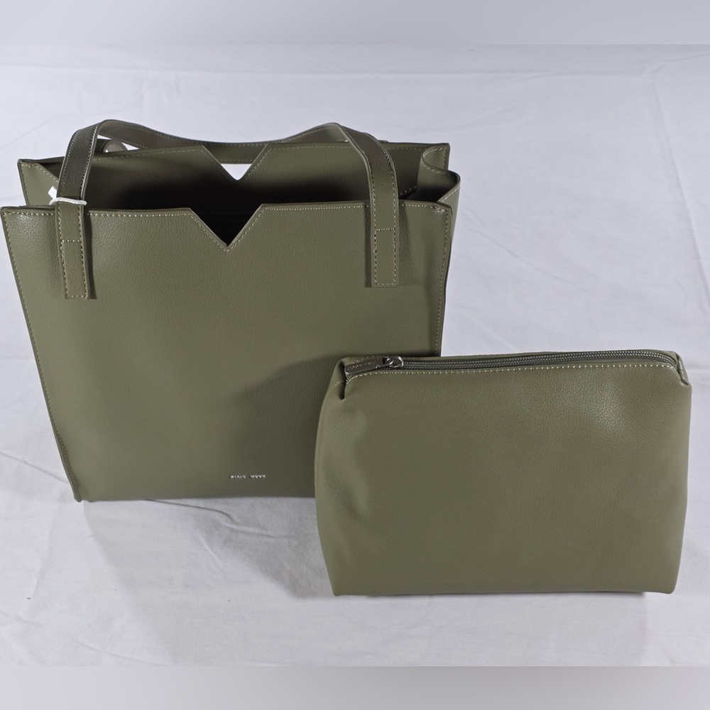 Pixie Mood Sage Green Vegan Tote and Pouch NWT and paper still inside